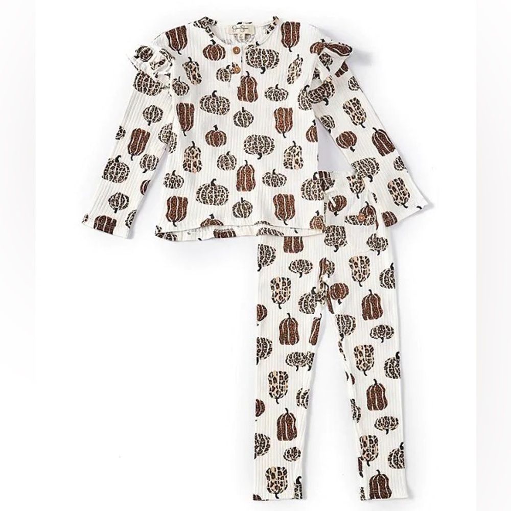 NWT Jessica Simpson Girls Toddler Pumpkin Fall Autumn Halloween Waffle Knit Set
